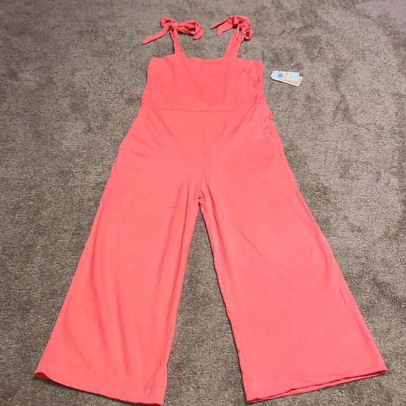 Copper Key Pants & Jumpsuits Dillards Copper Key Tie Shoulder Square Neck Wide Leg Cropped